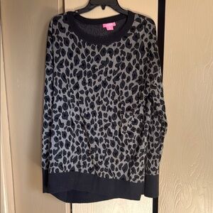 Leopard Print Women's Sweater - Black and Gray
